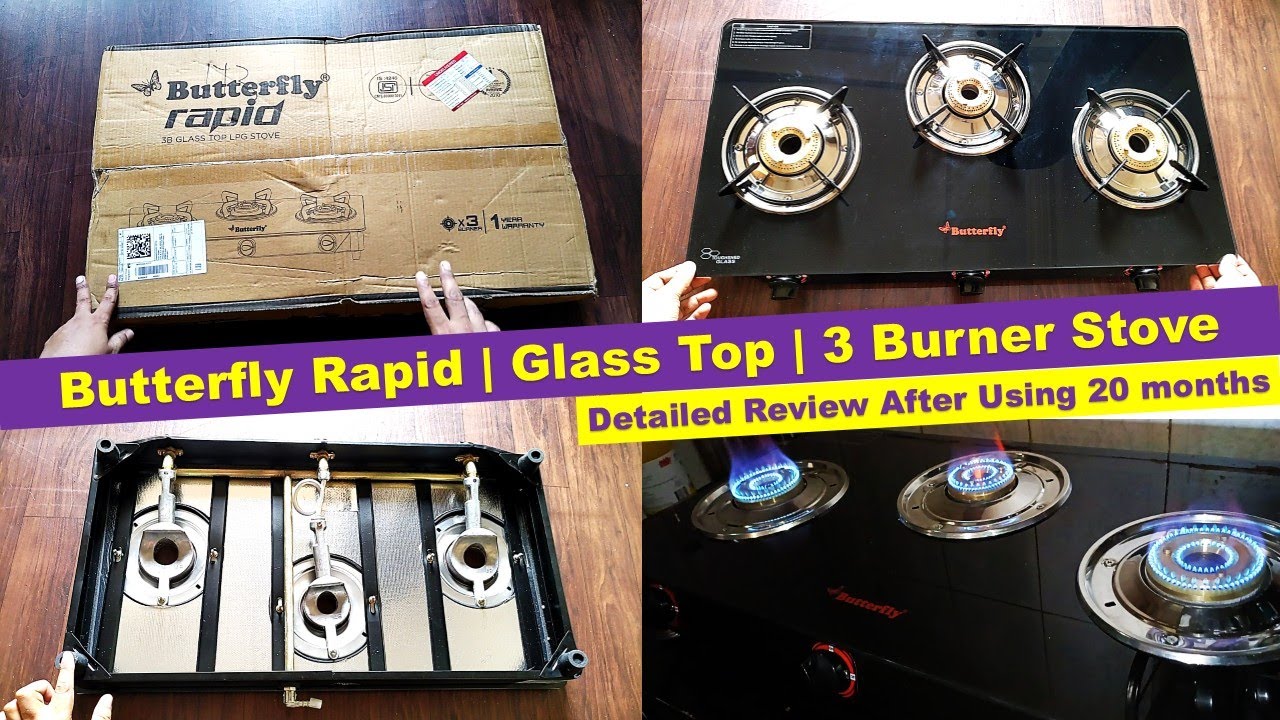 Butterfly Rapid glass manual gas stove 3 burners Detailed review