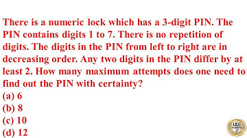 There is a numeric lock which has a 3-digit PIN. The PIN contains digits 1 to 7. There is no repetit
