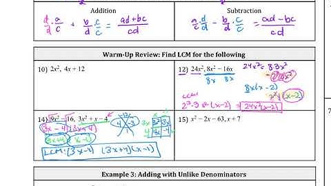 Ch  7 4 Day 2 Add and Subtract Rational Exp Unlike Denominators Intro and Method 1 -Edited