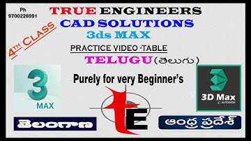 Practice video table how to learn 3ds max in telugu 4th Part  3ds Max u True Engineers Cad solutions
