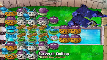 Plants Vs Zombies - Cobless Setup in Survival Endless