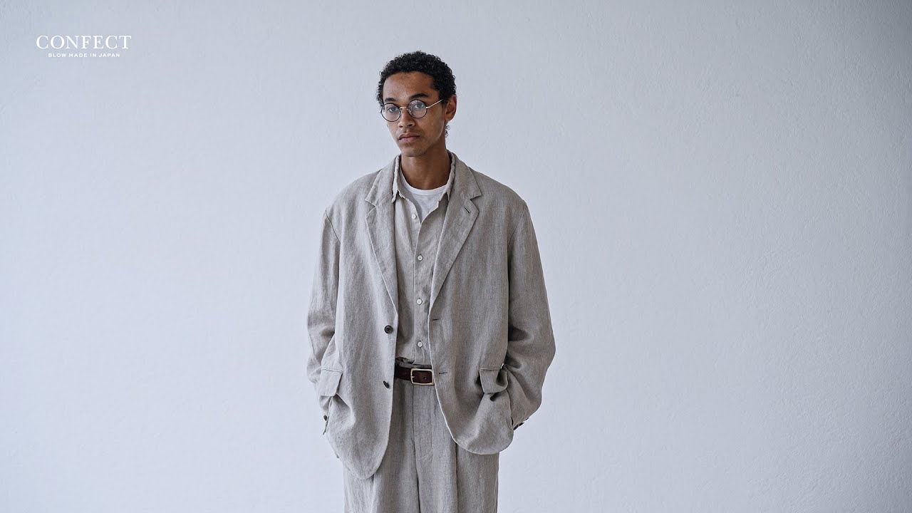 Black Linen Canvas Relaxed Fit Jacket｜nest Robe International