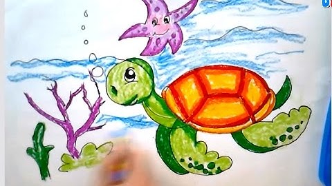 Bé tập vẽ con vật | Dạy bé tập vẽ con rùa biển | Dạy bé học