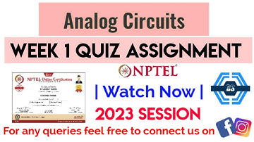 Analog Circuits | Week 1 Answers | NPTEL || NPTEL 2023 | SWAYAM