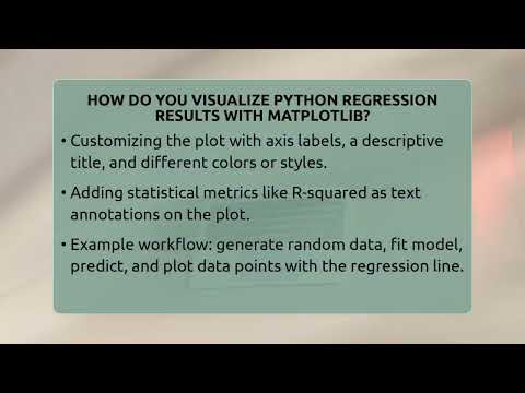 How Do You Visualize Python Regression Results With Matplotlib? - Python Code School