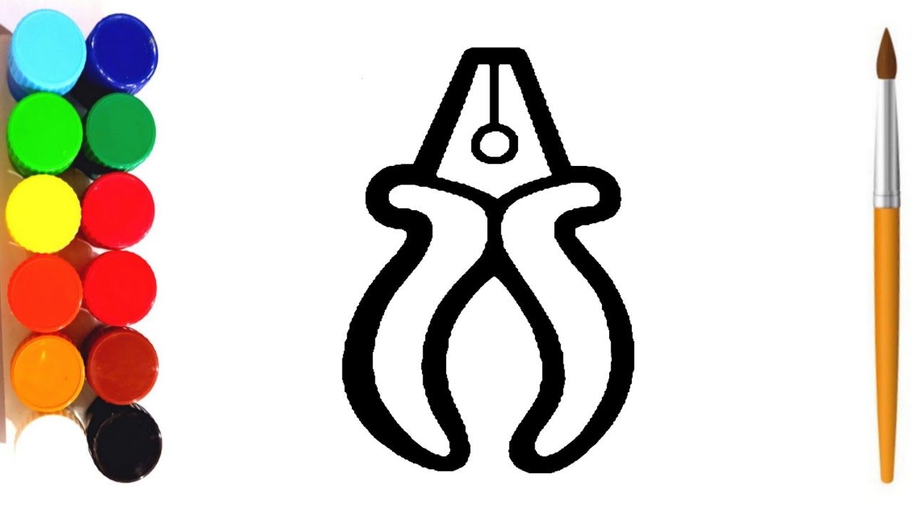 How to Draw Pliers For Kids Step by Step & Coloring | Pliers Drawing for Kids 