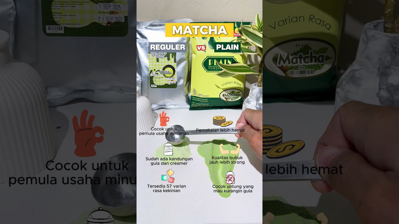 Perbedaan bubuk Reguler Matcha dan Plain Matcha Wellfood Powderdrink