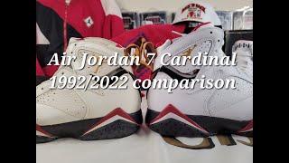 Air Jordan 7 Cardinal comparison 1992/2022