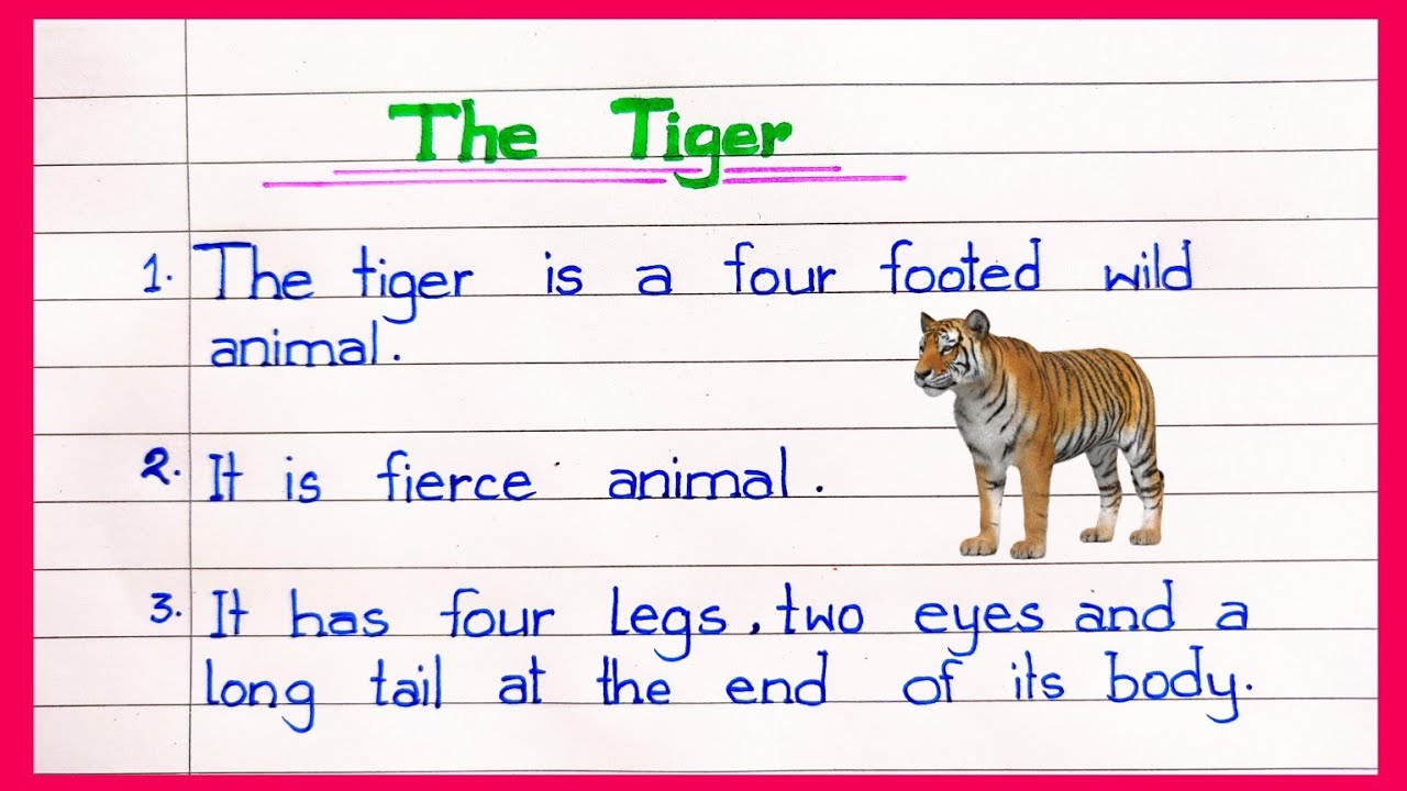 Ten lines essay on the national animal of India in English | The Tiger paragraph writing in English