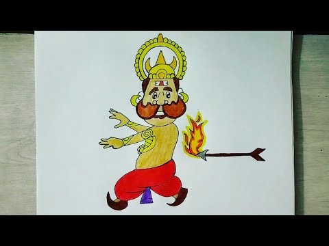 How to Draw Easy And Simple Ravan Cartoon Drawing Step By Step For kids ...