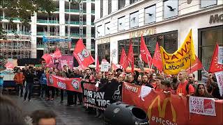 FFS410 Striking Hospitality Workers in Leicester Square Rally