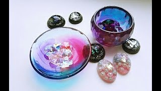 2液性レジン  虹色のお皿とヘアゴムパーツを作るよ(*￣∇￣)ノ  resin