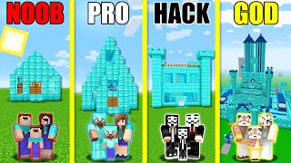 Minecraft Battle: DIAMOND HOUSE BUILD CHALLENGE - NOOB vs PRO vs HACKER vs GOD - Animation