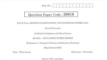 AD3251 | Data Structures Design | Nov Dec 2023 | Question Bank |