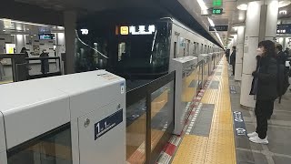 【入線】茅場町駅に東京メトロ日比谷線13000系南栗橋行きが入線　ミニ６０３