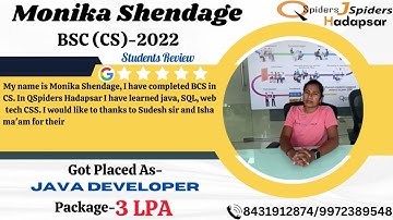 QSPIDERS/JSPIDERS HADAPSAR STUDENT GOT PLACED AS JAVA DEVELOPER, CONGRATULATIONS MONIKA