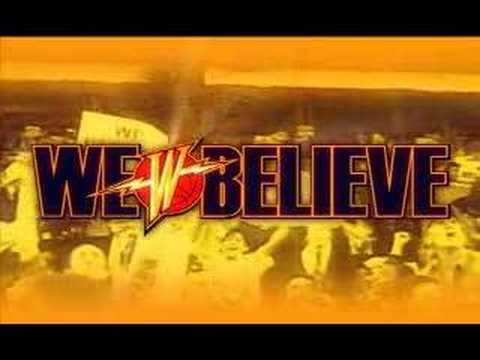 do believe, do you believe in magic? not talkin' bout the rabbits that they pull outta hat tricks i'm talkn' bout the team that's above the average a lot of critics told 'em that they just don't have it do you think they even stand a chance against dallas? the first round came and they beat the mavericks you call it a close game, we call it an ass kick we shootin' for the stars like we shoot for the basket that's baron davis, my girlfriend's favorite and in the 4th quarter he right there to save us we got steven jackson, a straight up g especially behind the line we he shootin' for 3 pass the ball to j. rich., and get out the way he be dunkin over niggas like dr. jay in the bay, we go hard cause we playin' for passion you know who it is, aint no need for askin' it's the .. warriors, come out and play let's take it to the bay with al Harrington he be steppin' up his game since they let him in we got monta ellis, yo boy matt barnes so maybe webber's on the team, we just takin' time we gon' make 'em run, make 'em follow the lead nelly on the side lines with tricks up his sleeve in the bay, we go hard cause we playin' for passion you know who it is, aint no need for askin' it's the .. warriors, come out and play