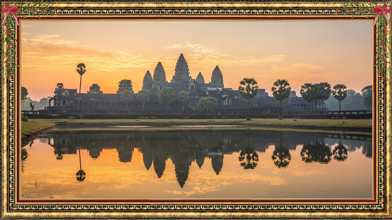 Angkor Wat Morning Reflection 8K | Relaxing Temple Screensaver