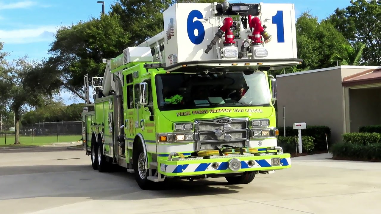 Truck & Battalion 61 - Palm Beach Gardens Fire Rescue - YouTube