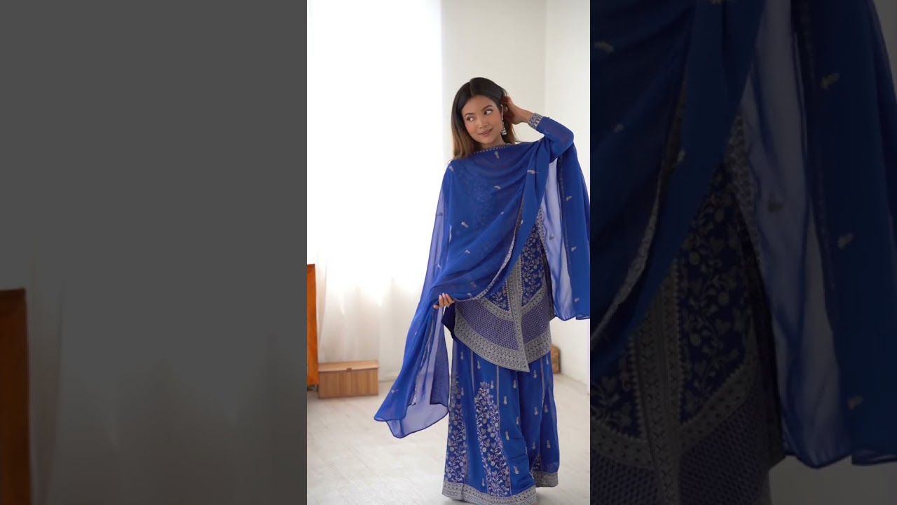 Blue Faux Georgette Suit