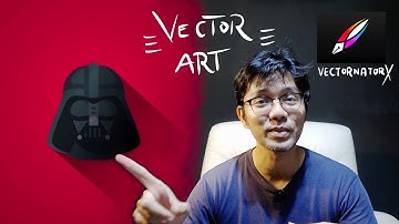 Darth Vader flat and long shadow vector art. Linearity Curve tutorial on iPad