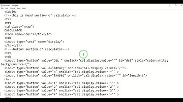 calculator made in html by using notepad