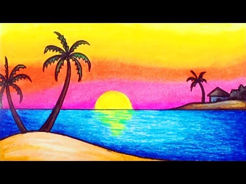 Video: How To Draw A Sunset