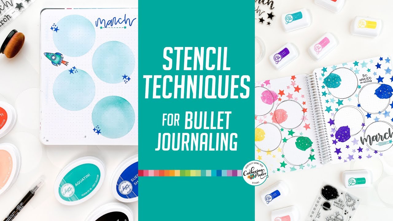 Stencil Techniques for Bullet Journaling I March Spreads 2020