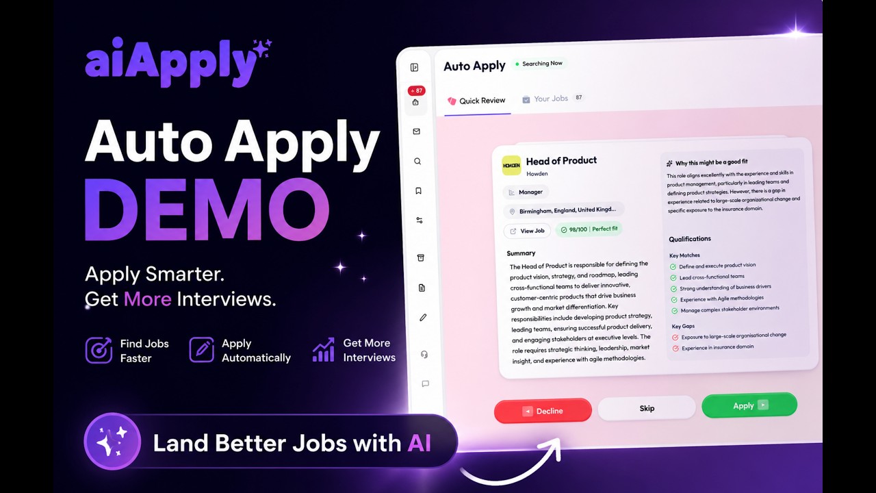 AIApply Demo: How AI Auto-Apply Works — Apply to 100+ Jobs Automatically
