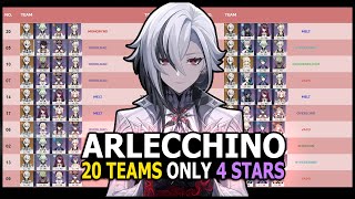 Arlecchino 20 Teams only with 4 Stars | Genshin Impact