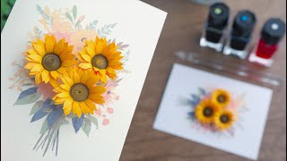 วิธีทำการ์ดดอกทานตะวัน - DIY How to Make a Sunflower Card / Tutorial