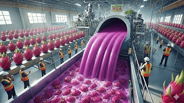 How Dragon Fruit Juice is Made in a Factory | Dragon Fruit Production, Harvesting & Packaging