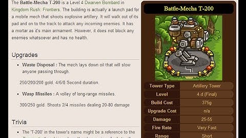 Battle Mecha | Kingdom Rush Frontiers | Artillery Tower