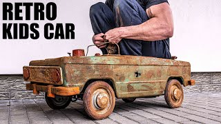 Педальный автомобиль Москвич 1975 года - Реставрация заброшенного очень старого ржавого автомобиля