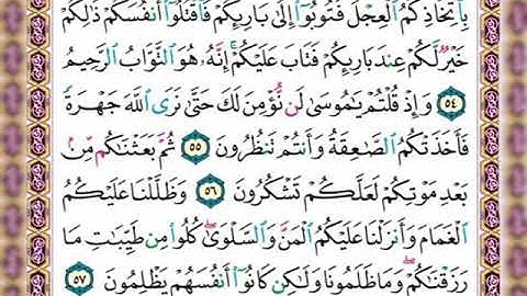 🌿  سورة البقرة.  📝 صفحة ٨.  🗓 من الأية ( ٥٤ )إلى الأية  ( ٥٧)