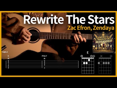 321.Zac Efron, Zendaya - Rewrite The Stars 기타 【★★★☆☆】 | Guitar tutorial |ギター 弾いてみた 【TAB譜】