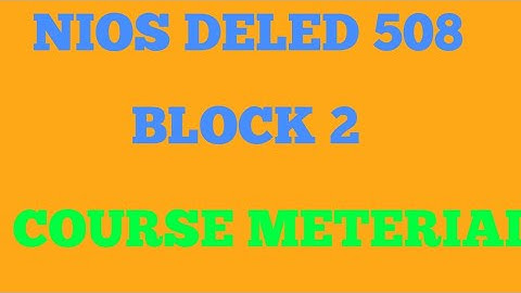 NIOS dled course 508 block 2 a complete vidio