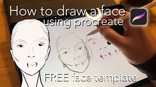 How to draw a face using Procreate | Fashion illustration tutorial | Free Procreate face template Update