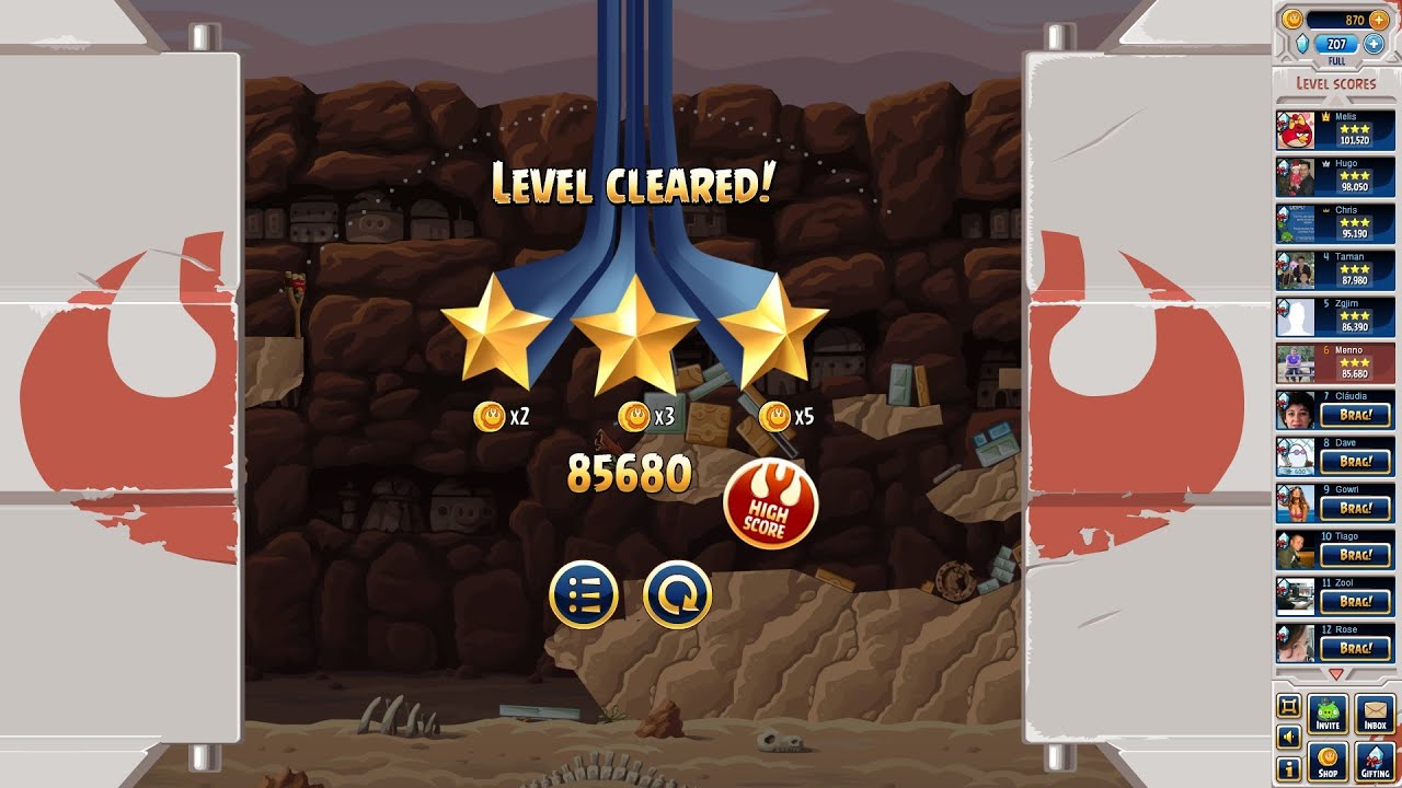 Angry Birds Star Wars Facebook Tournament Week 27 Level 5 High Score 85k (no Power-ups)