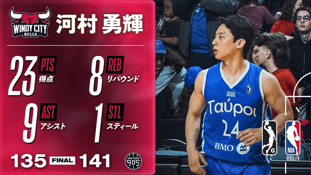 【スリー4本‼️🎯】河村勇輝が23得点 8リバウンド 9アシストの大活躍🔥