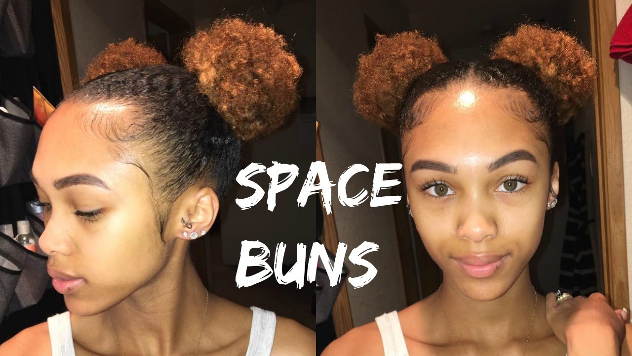 Easy Space Buns On Natural Hair Baby Hairs Youtube