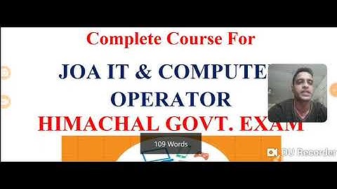 JOA IT COMPUTER OPERATOR का complete syallbus, exam pattern ,video series. हिमाचल govt. Exam.