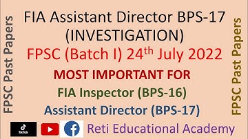 FPSC FIA Assistant Director Past Paper Solved 2022 FIA Inspector Past Paper Solved Complete 2022