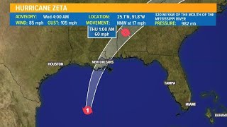 Tracking Hurricane Zeta:  Track, intensity and timing for landfall