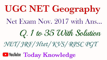 UGC NET Geography Nov. 2017 exam