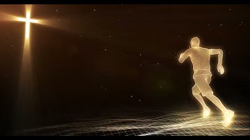 Running Towards the Sacred - Golden Cross 4K Looping Video (Male Version)