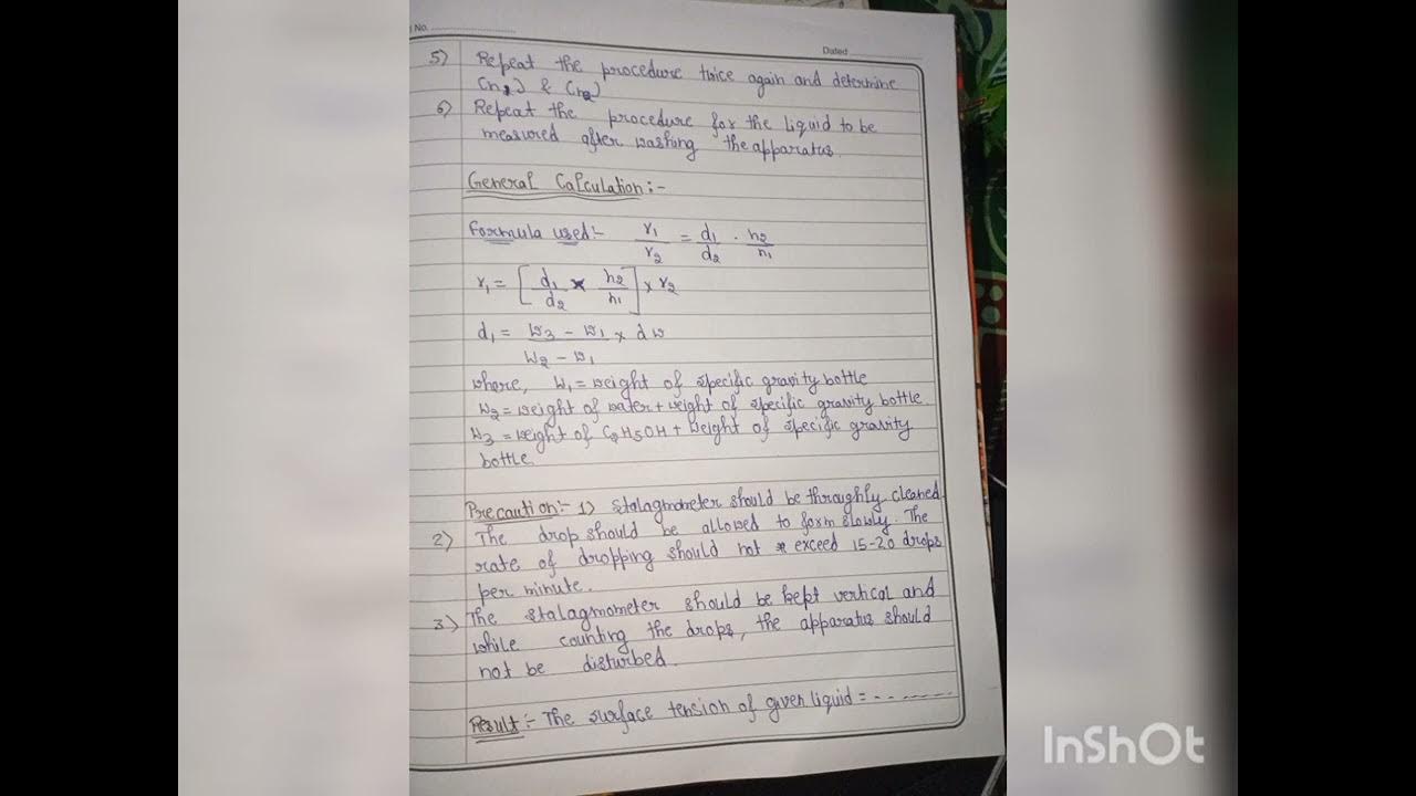 Determine The surface tension of given liquid using stalagmometer by