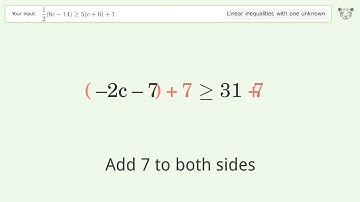 Solving Linear Inequalities: 1/2(6c-14) is Greater Than or Equal to 5(c+6)+1