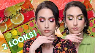 SIMPLY POSH COSMETICS CITRUS PUNCH PALETTE 💚🍋 // 2 LOOKS & SWATCHES!