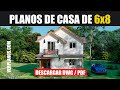 ✅ Plano de casa Pequeña #4 Dormitorios #2 Baños (DWG / PDF)